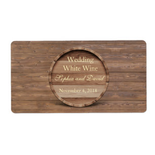 Rustic Wooden Barrel Weddenschap Wine Label