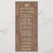 Rustic Wooden Barrel Wedding Custom Program Programmakaart (Achterkant)