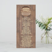 Rustic Wooden Barrel Wedding Custom Program Programmakaart (Staand voorkant)