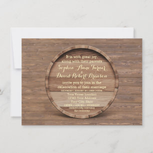 Rustic Wooden Barrel Wedding Uitnodiging