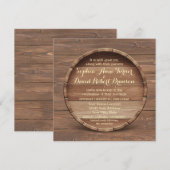 Rustic Wooden Barrel Wedding Uitnodiging (Voorkant / Achterkant)