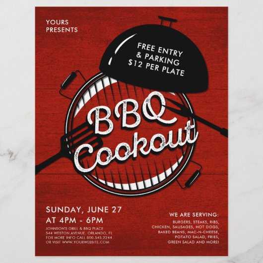 Rustic Wooden BBQ Grill Cookout Event Flyer (Voorkant)