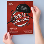 Rustic Wooden BBQ Grill Cookout Event Flyer (Hand)