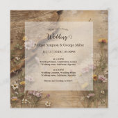 Rustic Wooden Bohemian Floral Wedding all in one  Kaart (Voorkant)