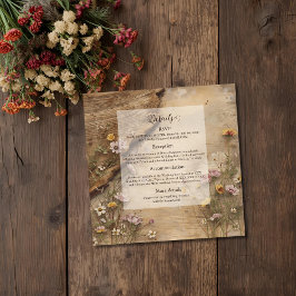 Rustic Wooden Bohemian Floral Wedding  Informatiekaartje