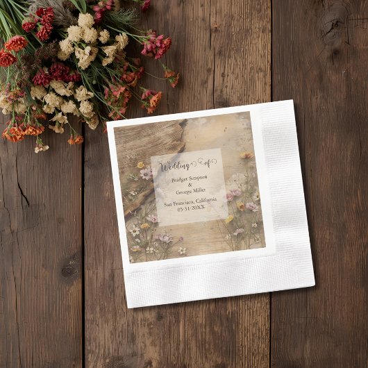 Rustic Wooden Bohemian Floral Wedding Servet