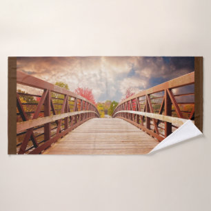 Rustic Wooden Bridge in het land Bad Handdoek