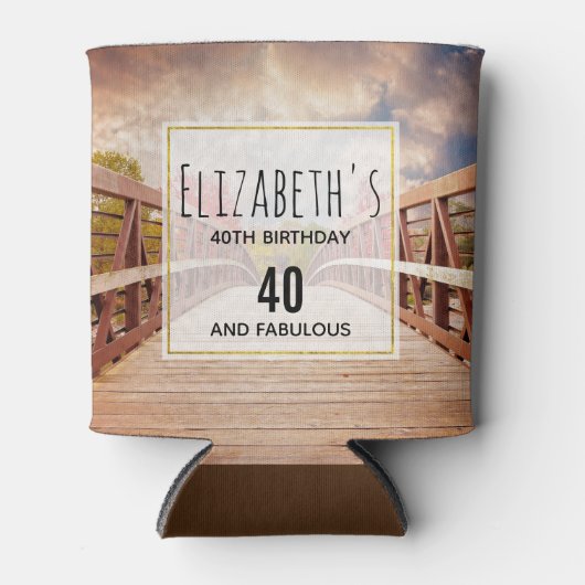 Rustic Wooden Bridge in het Land Birthday Blikjeskoeler (Voorkant)