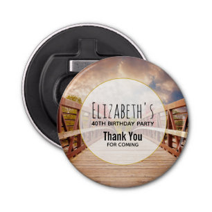 Rustic Wooden Bridge in het Land Birthday Button Flesopener