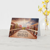 Rustic Wooden Bridge in het Land Birthday Kaart (Gele Bloem)