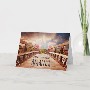 Rustic Wooden Bridge in het Land Birthday Kaart
