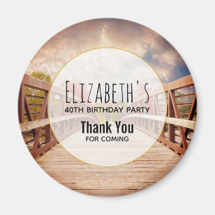 Rustic Wooden Bridge in het Land Birthday Magneet