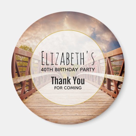 Rustic Wooden Bridge in het Land Birthday Magneet (Voorkant)