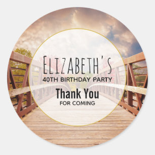 Rustic Wooden Bridge in het Land Birthday Ronde Sticker