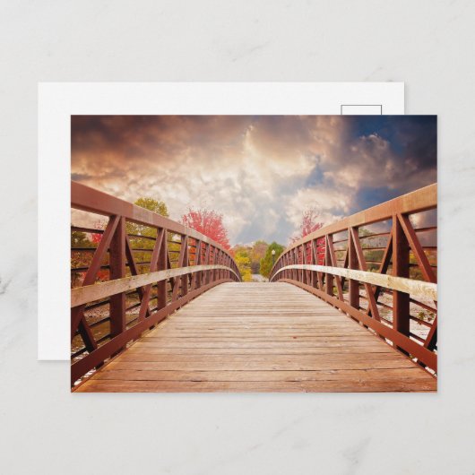 Rustic Wooden Bridge in het land Briefkaart (Voorkant / Achterkant)