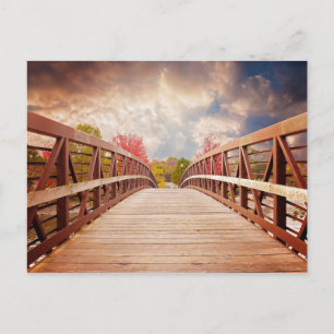Rustic Wooden Bridge in het land Briefkaart