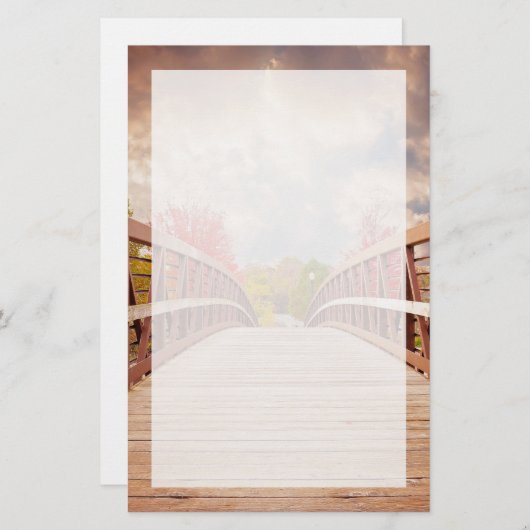 Rustic Wooden Bridge in het land Briefpapier (Voorkant / Achterkant)