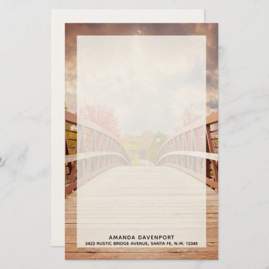 Rustic Wooden Bridge in het land Briefpapier (Voorkant / Achterkant)