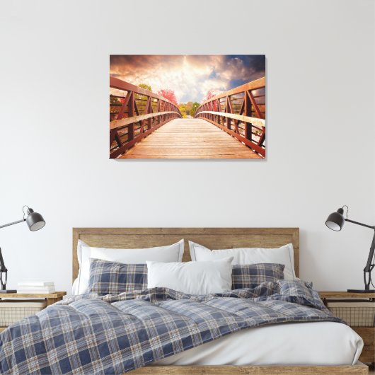 Rustic Wooden Bridge in het land Canvas Afdruk (Insitu (Slaapkamer))