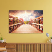 Rustic Wooden Bridge in het land Canvas Afdruk (Insitu (Woonkamer))