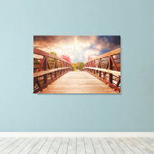 Rustic Wooden Bridge in het land Canvas Afdruk (Insitu (Houten vloer))