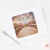 Rustic Wooden Bridge in het land Hartelijk dank Vierkante Sticker (Envelop)