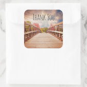 Rustic Wooden Bridge in het land Hartelijk dank Vierkante Sticker (Tas)