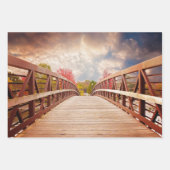 Rustic Wooden Bridge in het land Inpakpapier Vel (Voorkant)