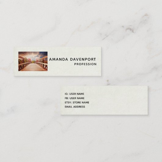 Rustic Wooden Bridge in het land Mini Visitekaartje (Voorkant / Achterkant)