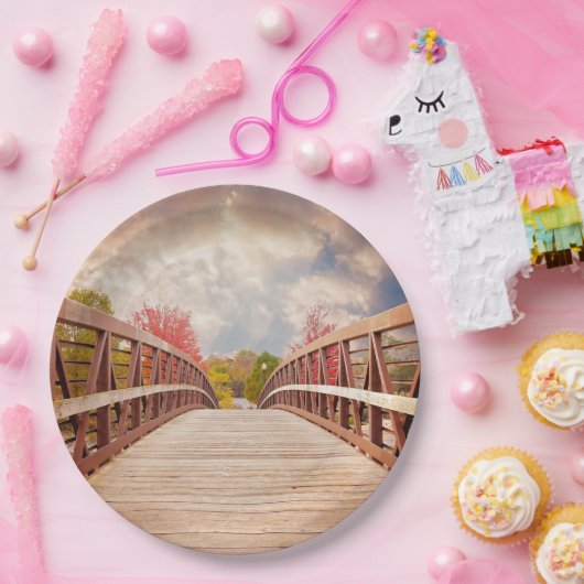 Rustic Wooden Bridge in het land Papieren Bordje (Feest)