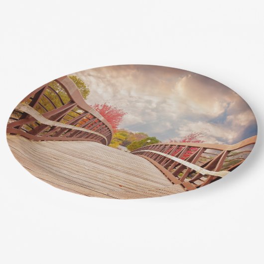 Rustic Wooden Bridge in het land Papieren Bordje (Gekanteld)