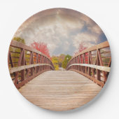 Rustic Wooden Bridge in het land Papieren Bordje (Voorkant)