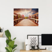 Rustic Wooden Bridge in het land Poster (Thuiskantoor)