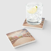 Rustic Wooden Bridge in het land Stenen Onderzetter (Zijkant)