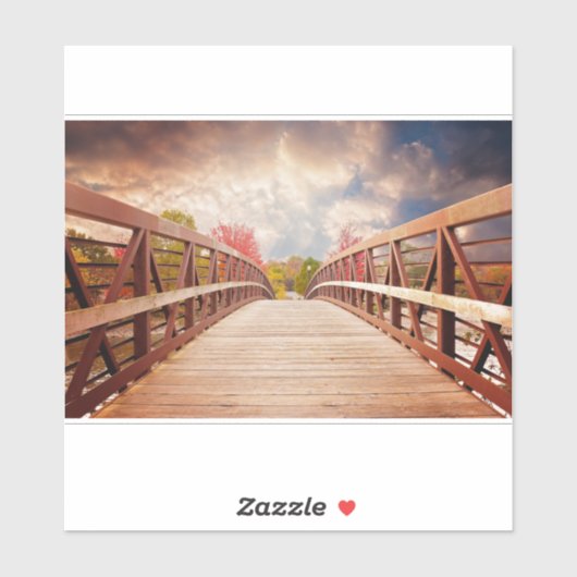 Rustic Wooden Bridge in het land Sticker (Vel)