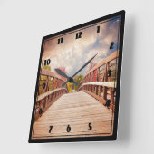 Rustic Wooden Bridge in het land Vierkante Klok (Hoek)