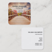 Rustic Wooden Bridge in het land Vierkante Visitekaartje (Voorkant / Achterkant)