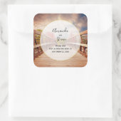 Rustic Wooden Bridge in het Landhuwelijk Vierkante Sticker (Tas)