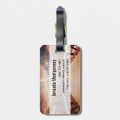 Rustic Wooden Bridge in het Landmonogram Bagagelabel (Achterkant verticaal)