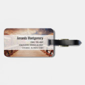 Rustic Wooden Bridge in het Landmonogram Bagagelabel (Achterkant horizontaal)