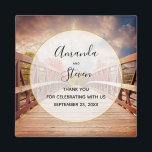 Rustic Wooden Bridge in the Country Wedding Magnet<br><div class="desc">Het huwelijk dankt je magneten met een schilderachtig foto. Een houten brug die naar een weg leidt omringd door bomen die van kleur veranderen.</div>