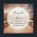Rustic Wooden Bridge in the Country Wedding Magnet<br><div class="desc">Het huwelijk dankt je magneten met een schilderachtig foto. Een houten brug die naar een weg leidt omringd door bomen die van kleur veranderen.</div>