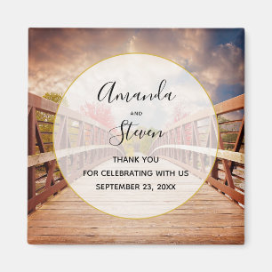 Rustic Wooden Bridge in the Country Wedding Magnet