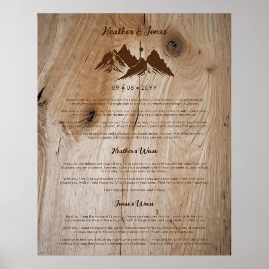 Rustic Wooden Brown Mountains Landscape Wedding Poster (Voorkant)
