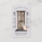 Rustic Wooden Deur Real Estate English Bulldog Visitekaartje (Voorkant)