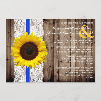 Rustic Wooden en Lace met zonnebloembruiloft Kaart