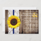 Rustic Wooden en Lace met zonnebloembruiloft Kaart (Voorkant)
