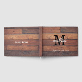 Rustic Wooden Farmhouse Country Monogram Weddensch Gastenboek (Volledig)