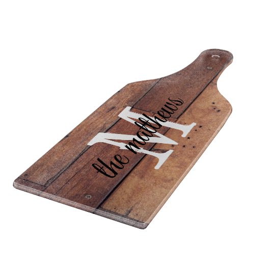 Rustic Wooden Farmhouse Country Monogramed Snijplank (Hoek)