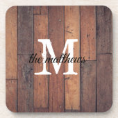 Rustic Wooden Farmhouse Land Monogramme Name Bier Onderzetter (Voorkant)